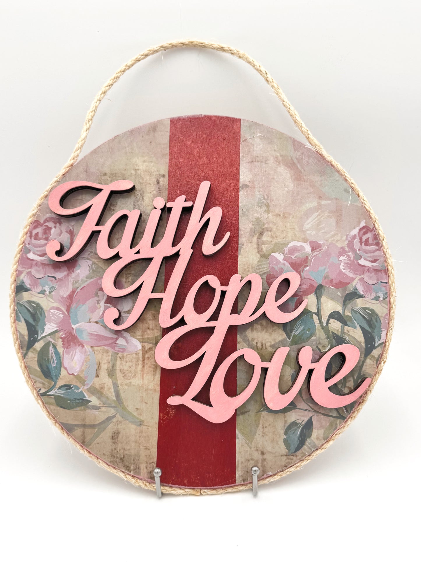 Faith, Hope and Love Wooden Door Hanger image 0