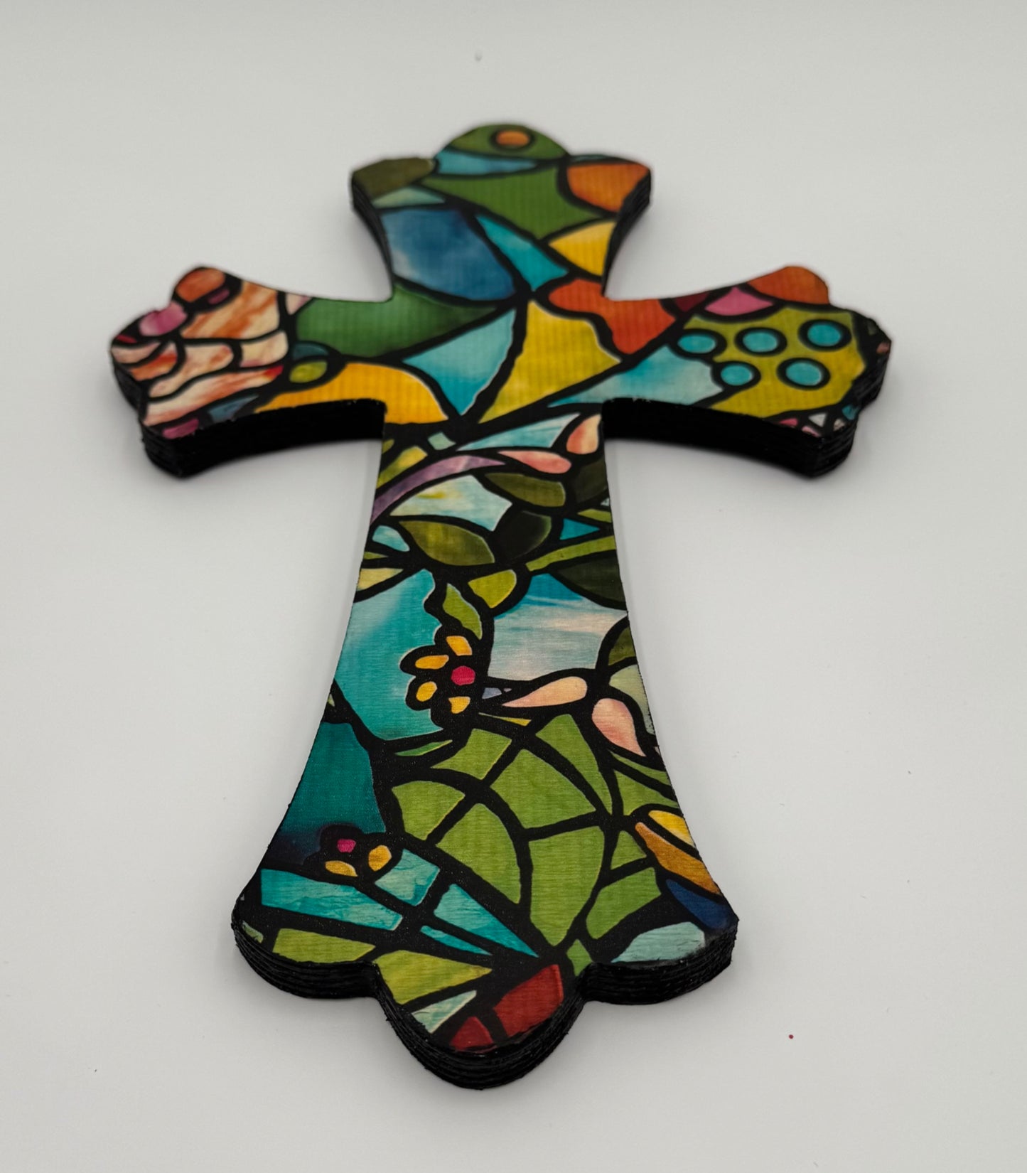 Multi Colored Wooden Cross Wall Hanger image 0