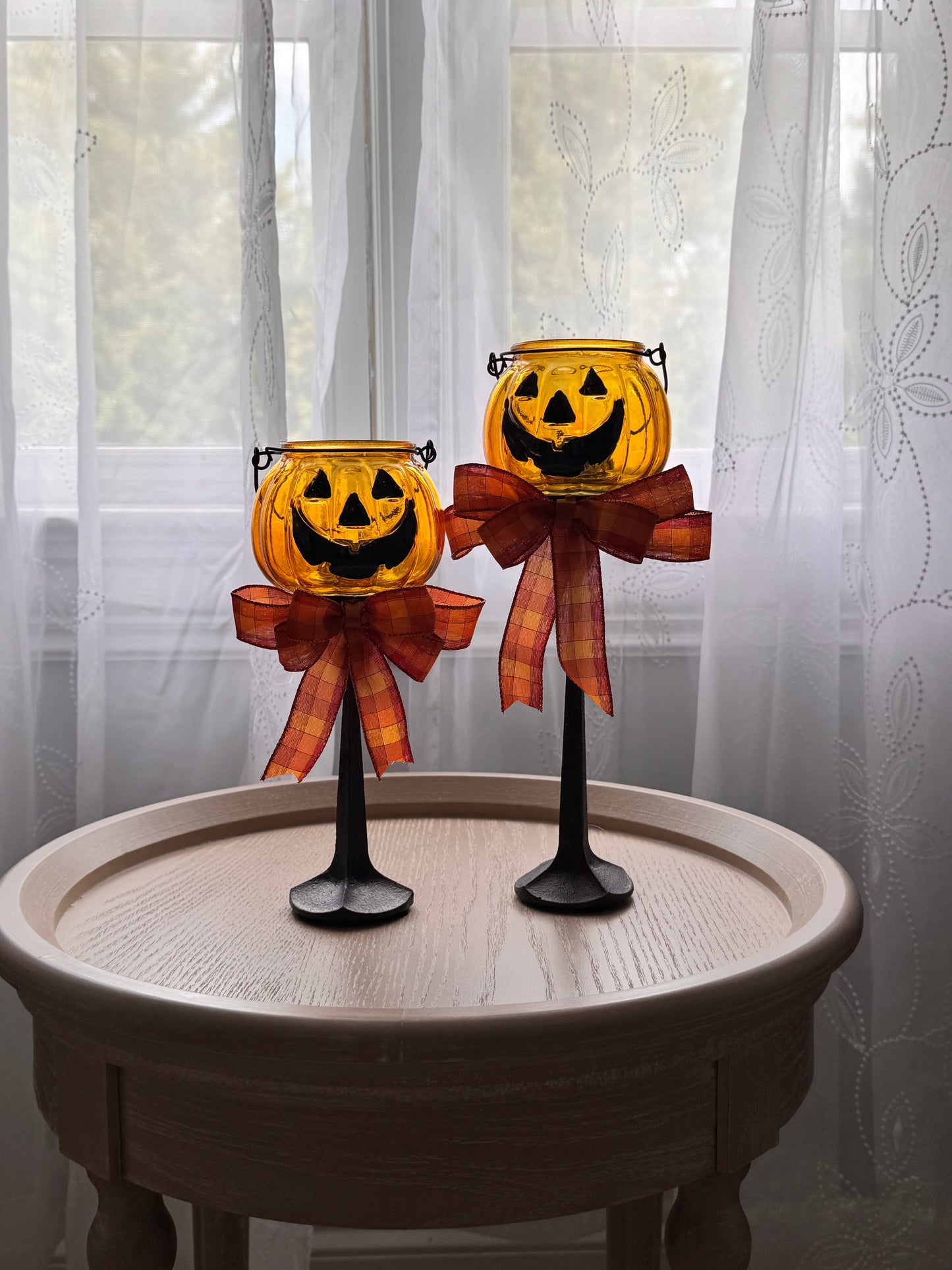 Set of Mr. Pumpkin Candle Holders