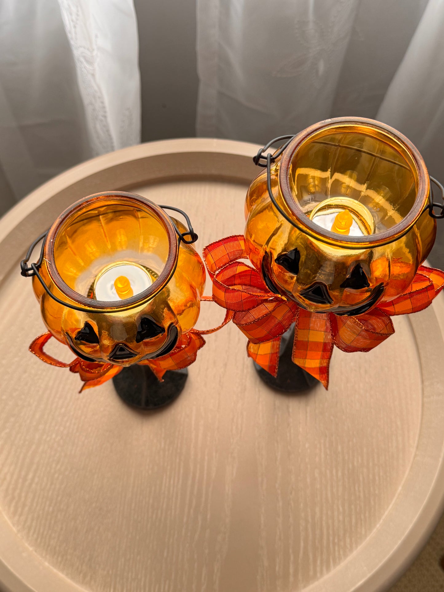 Set of Mr. Pumpkin Candle Holders