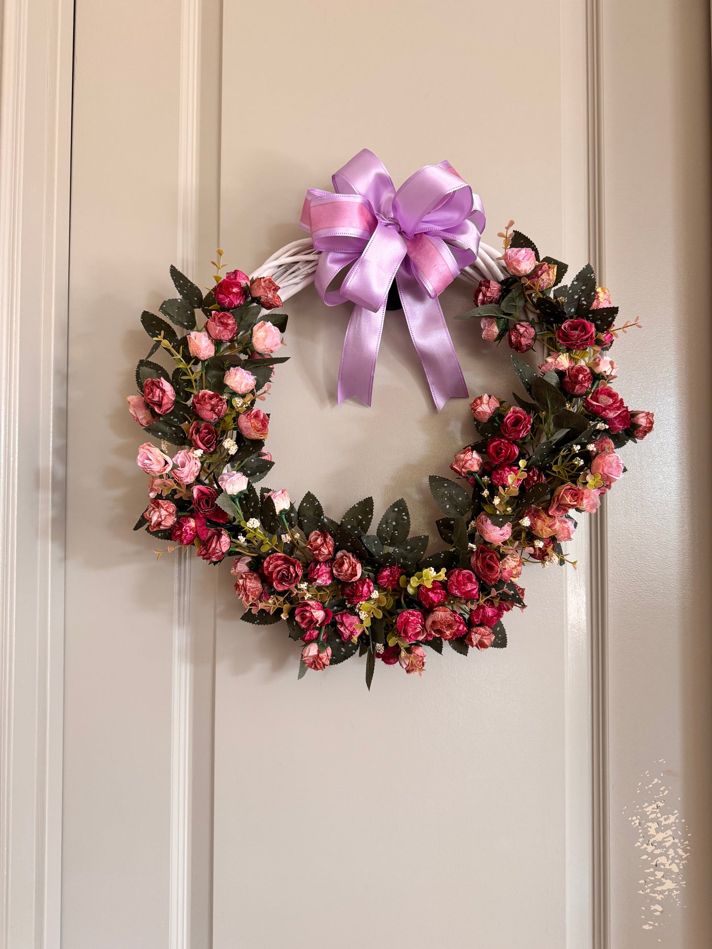 Pink 16" White Wood Wreath image 1