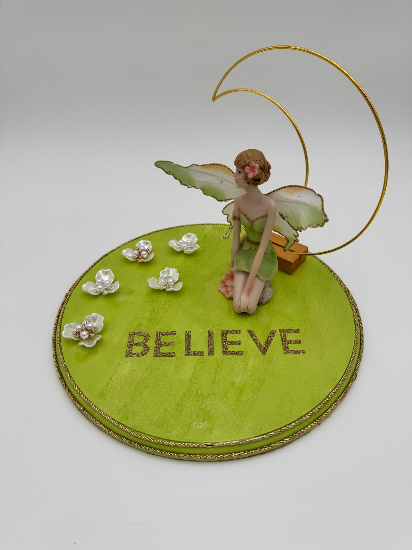 "Believe" Center Piece with Ceramic Fairy image 0