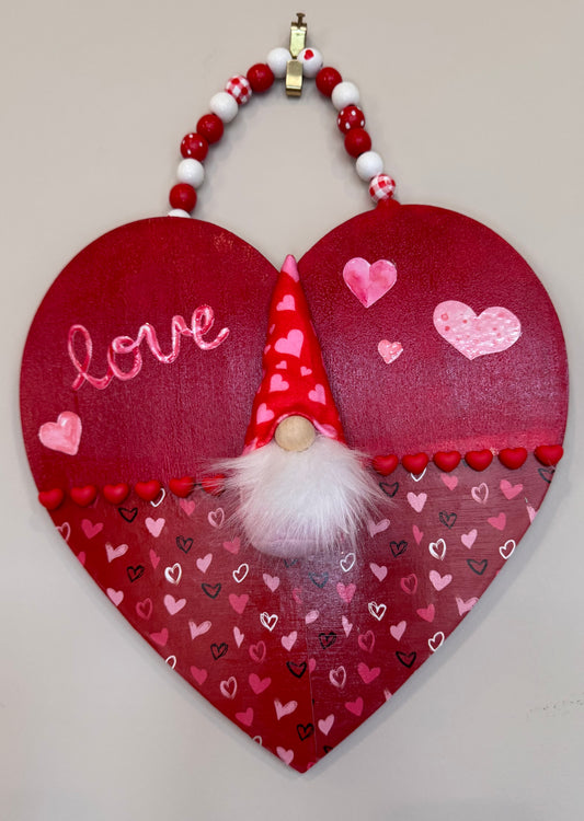 Valentine Heart Gnome Door Hanger image 0