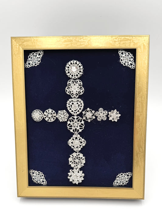 Gold Framed Jewelry Art Cross image 0